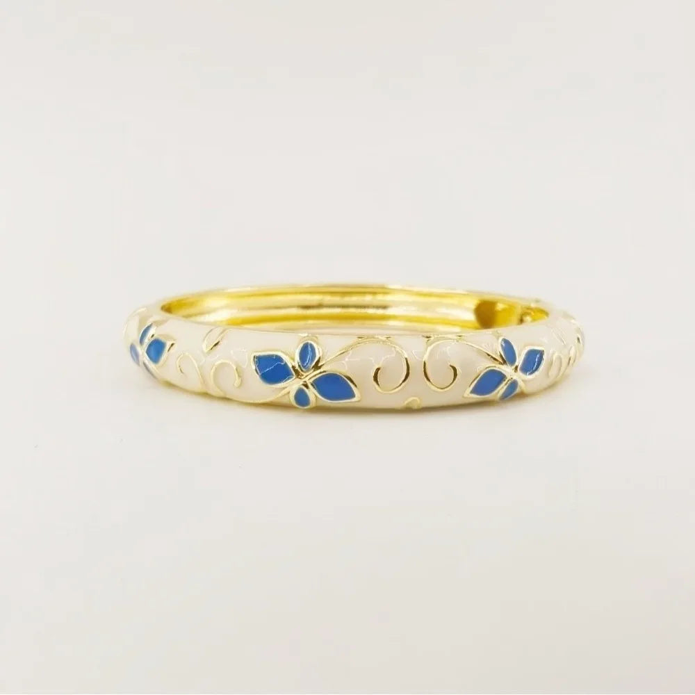 Vintage Cloisonne Bangle – Colorful Floral Enamel Ethnic Bracelet Enamel Bangle Bracelet PLUSH Style 7