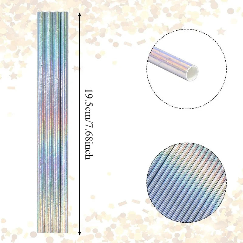 Colorful Laser Paper Straws 25/50/100pcs | Party & Wedding Disposable Paper Straws PLUSH