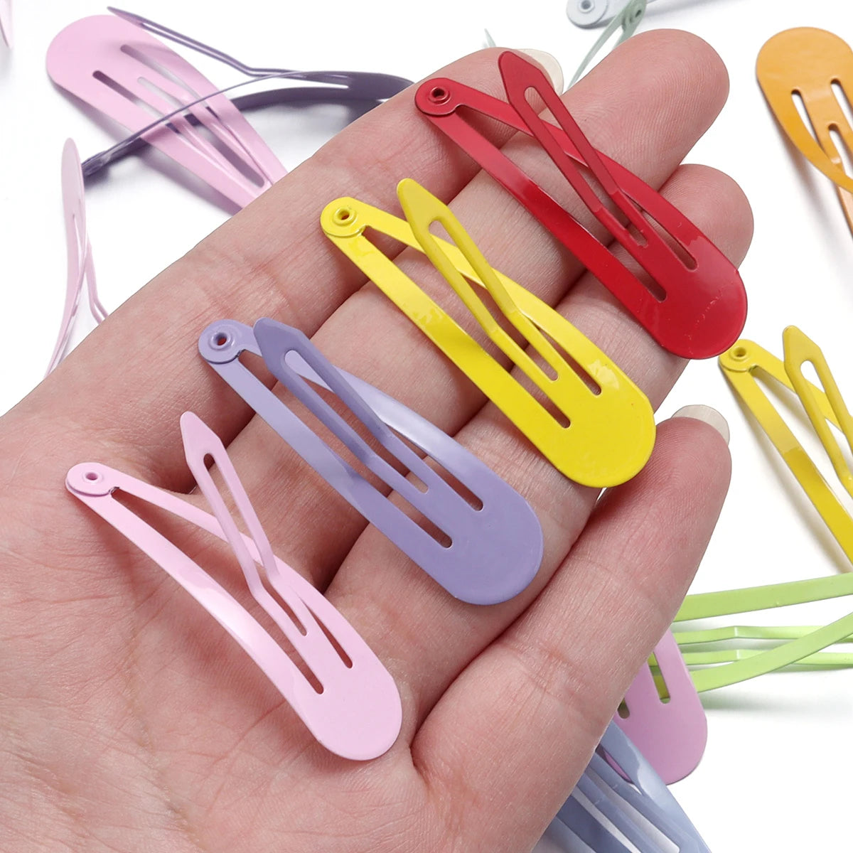 50pcs Metal Candy Color BB Waterdrop Hair Clips Y2K Girls BB Hair Clips PLUSH