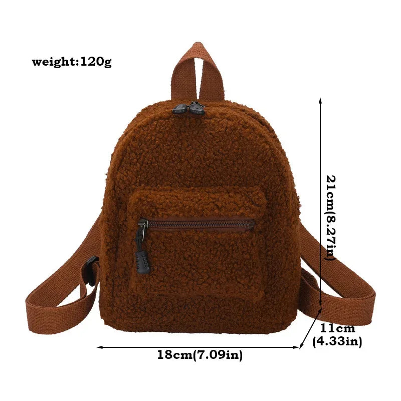 Mini Plush Lamb Fur Backpack – Korean Style Bag for Kids & Adults Plush Mini Backpack PLUSH