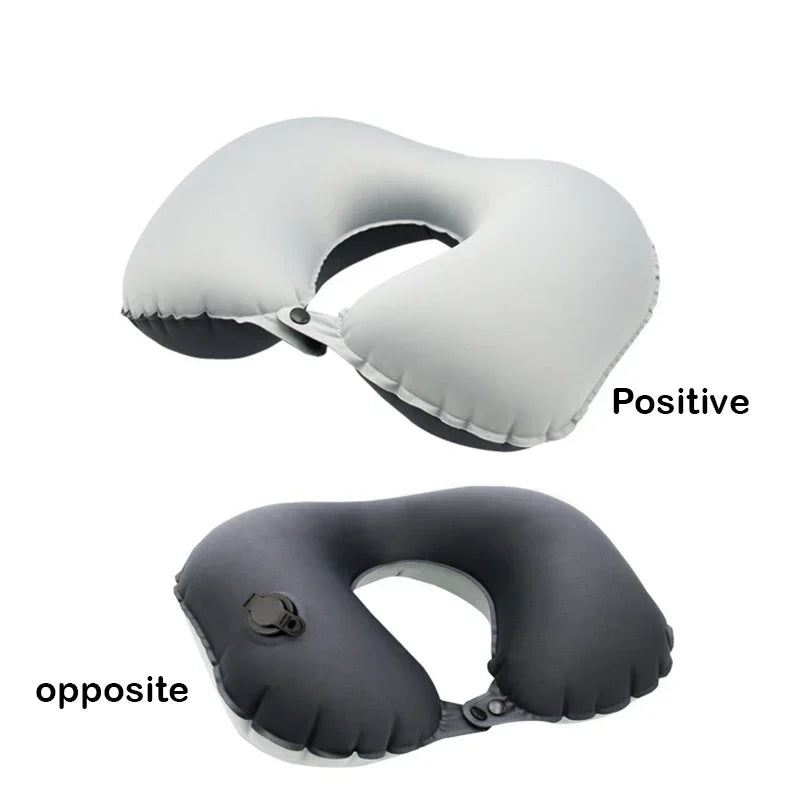 Inflatable Travel Neck Pillow for Airplane & Car | QWC Inflatable Travel Pillow PLUSH white