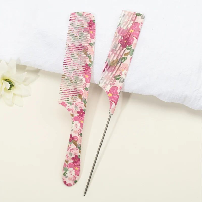 Floral Pointed Tail Comb Set – All Hair Types | 1–5 Pcs Hair Styling Comb PLUSH 106-128