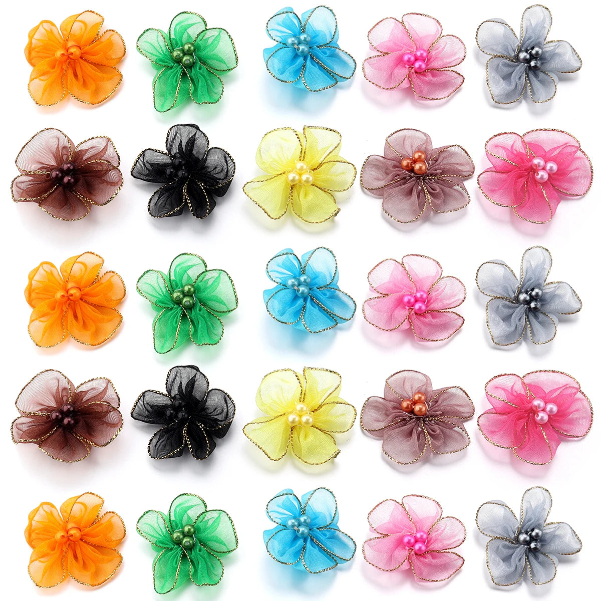 20pcs Chiffon Fabric Flowers – Colorful Blossom Craft Decor Fabric Craft Flowers PLUSH