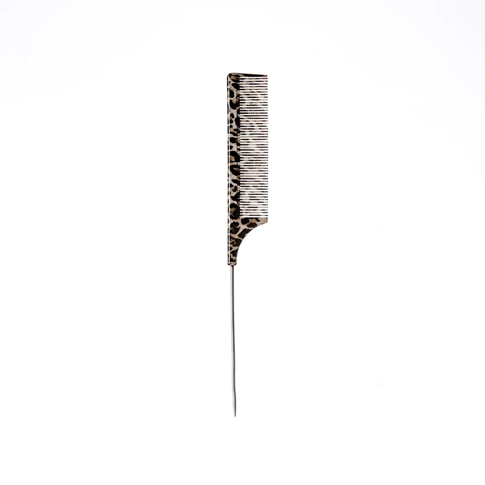 Leopard Rat Tail Fine Tooth Hair Comb – Salon Sectioning Tool Hair Styling Comb PLUSH 1pcs