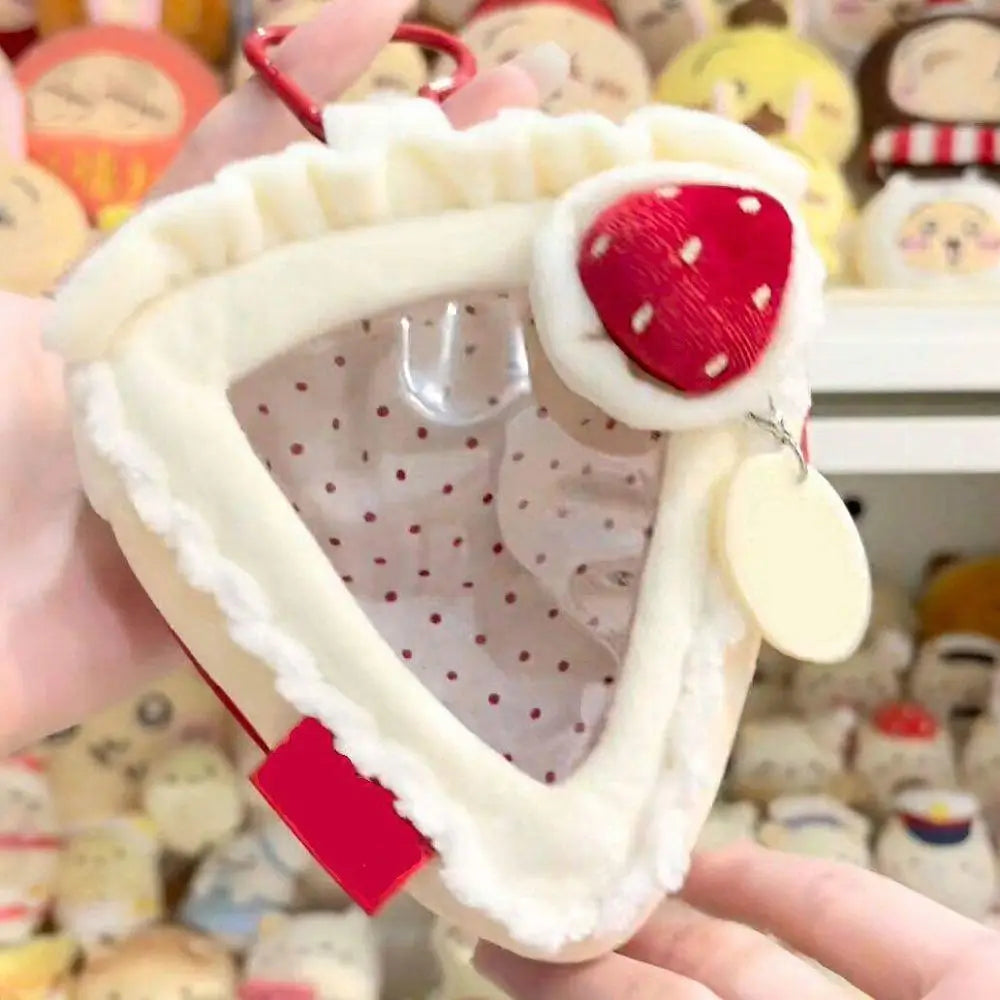 Transparent Strawberry Cake Bag Charm PVC Mini Display Pouch Bag Charm Pouch PLUSH