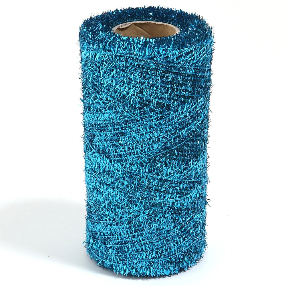200 Yards Metallic Glitter Tinsel Yarn – DIY Gift & Craft Cord Craft Yarn Thread PLUSH blue