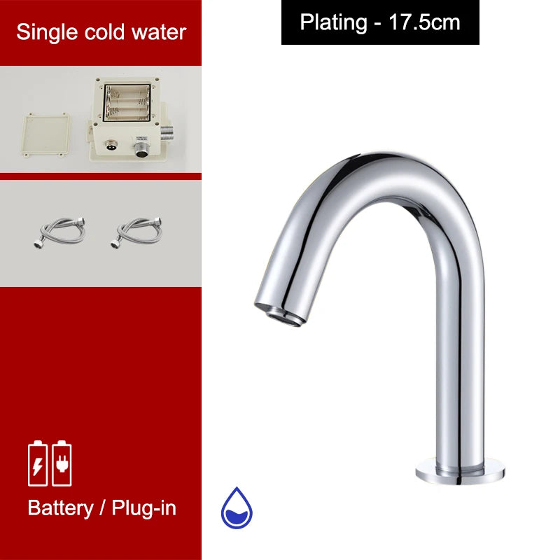 Touchless Sensor Basin Faucet Brass Single Hole Hot & Cold ELS83 Sensor Basin Faucet PLUSH Chrome short cold G3/8