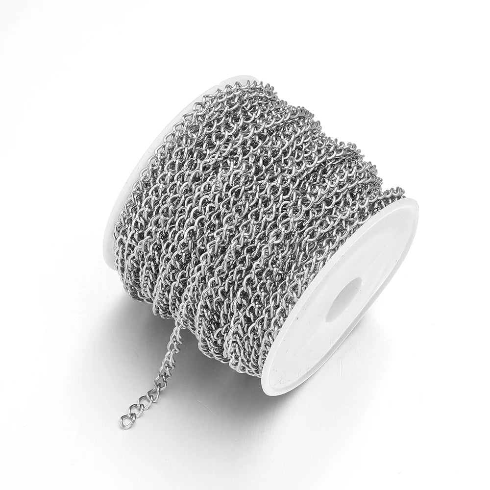 10 Yards 3x4mm Metal O-Shape Link Chain for DIY Jewelry Making Jewelry Making Chain PLUSH Rhodium