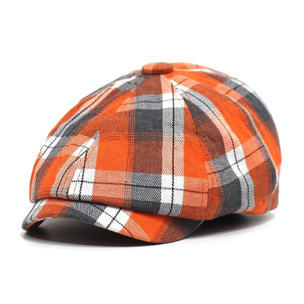 Women's Plaid Newsboy Beret Cap – Lightweight Octagonal Hat Newsboy Beret Cap PLUSH Style F