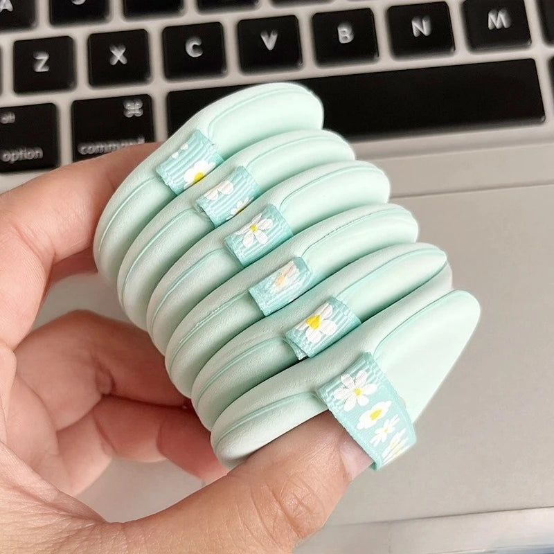 Green Ribbon Air Cushion Powder Puff Set – Latex-Free Cosmetic Powder Puff PLUSH