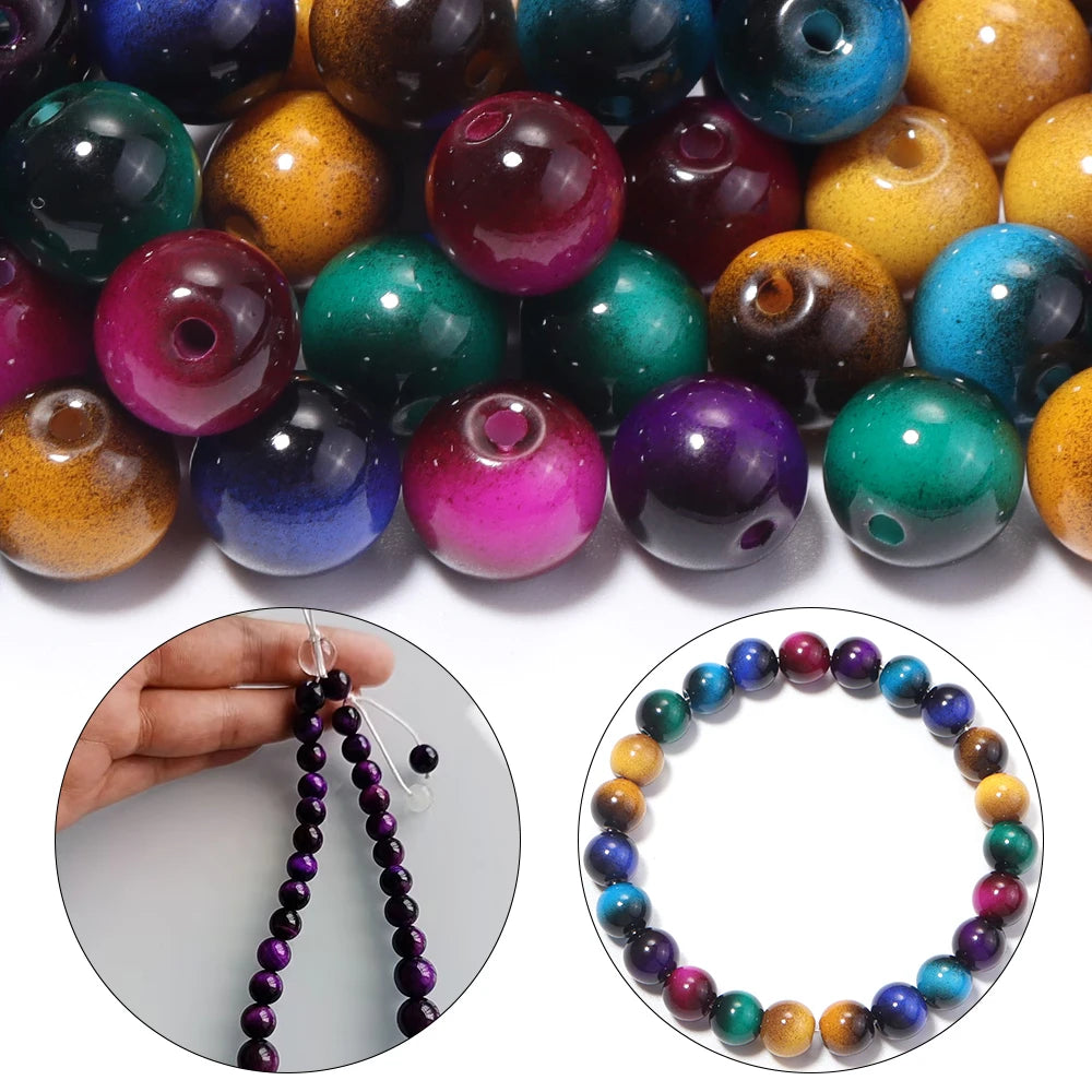 60pcs 8mm Tiger Eye Glass Round Spacer Beads – DIY Jewelry Glass Spacer Beads PLUSH