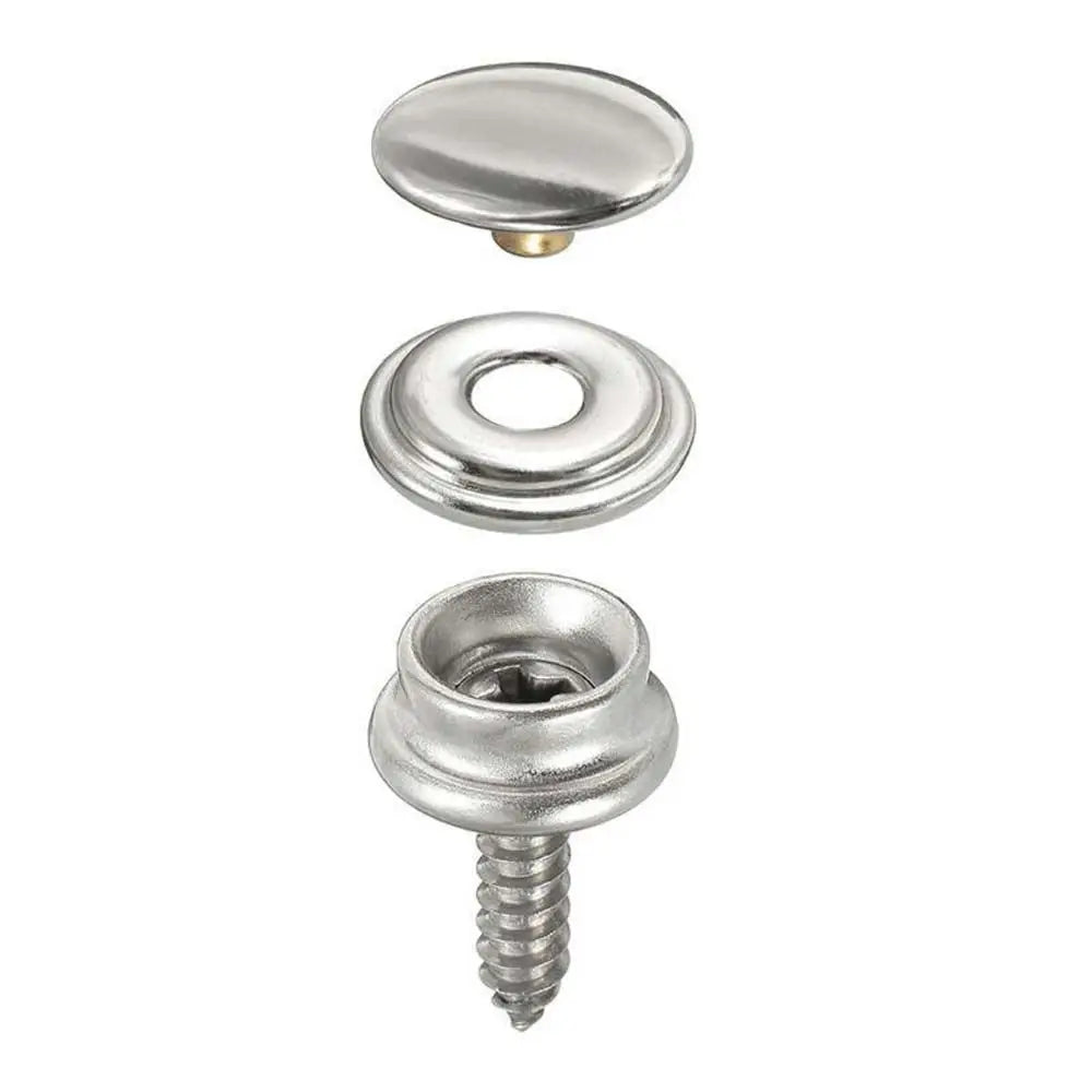 Stainless Steel Snap Fastener Kit 10 Sets – Canvas & Boat Cover Snap Fastener Kit PLUSH silver