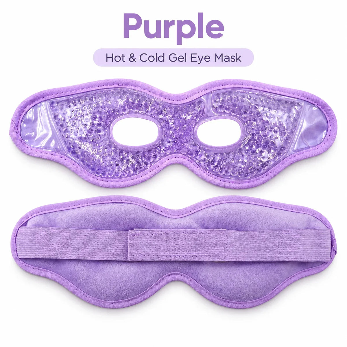 Reusable Hot Cold Gel Bead Eye Mask with Holes – Plush Compress Gel Eye Mask PLUSH Purple
