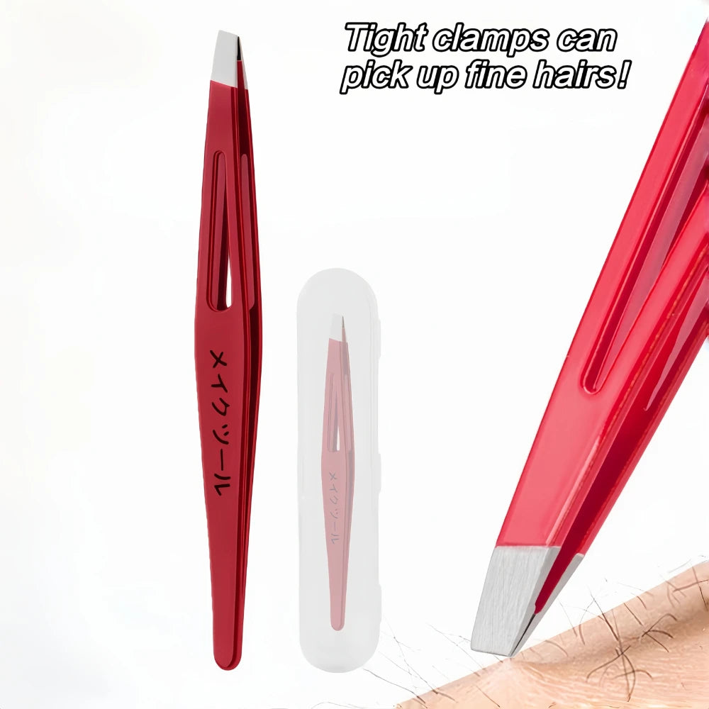 Slant Tip Stainless Steel Tweezers – Eyebrow & Facial Grooming Eyebrow Tweezers PLUSH