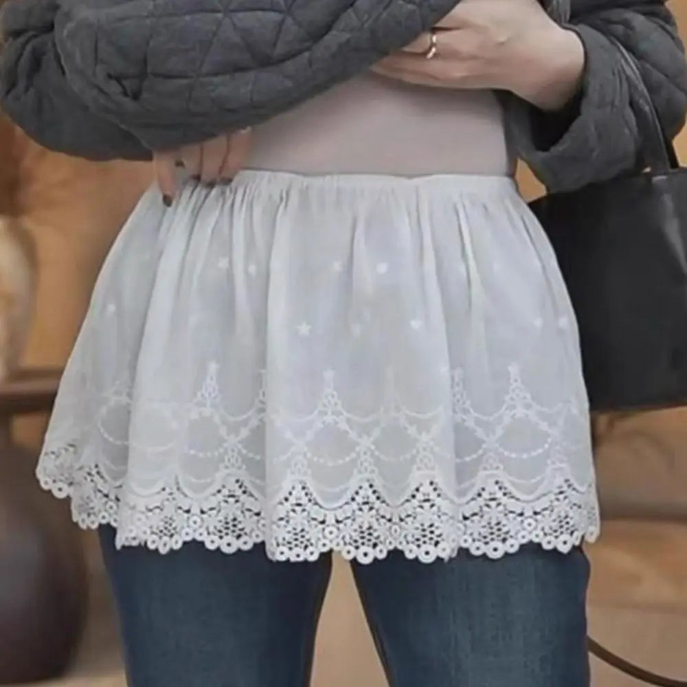 Y2K Embroidery Lace Petticoat Underskirt – High Waist Half Slip Lace Petticoat Skirt PLUSH