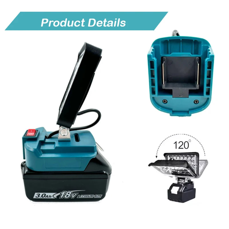 Cordless LED Work Light for Makita 14.4V–18V Battery | 54W Cordless Work Light PLUSH