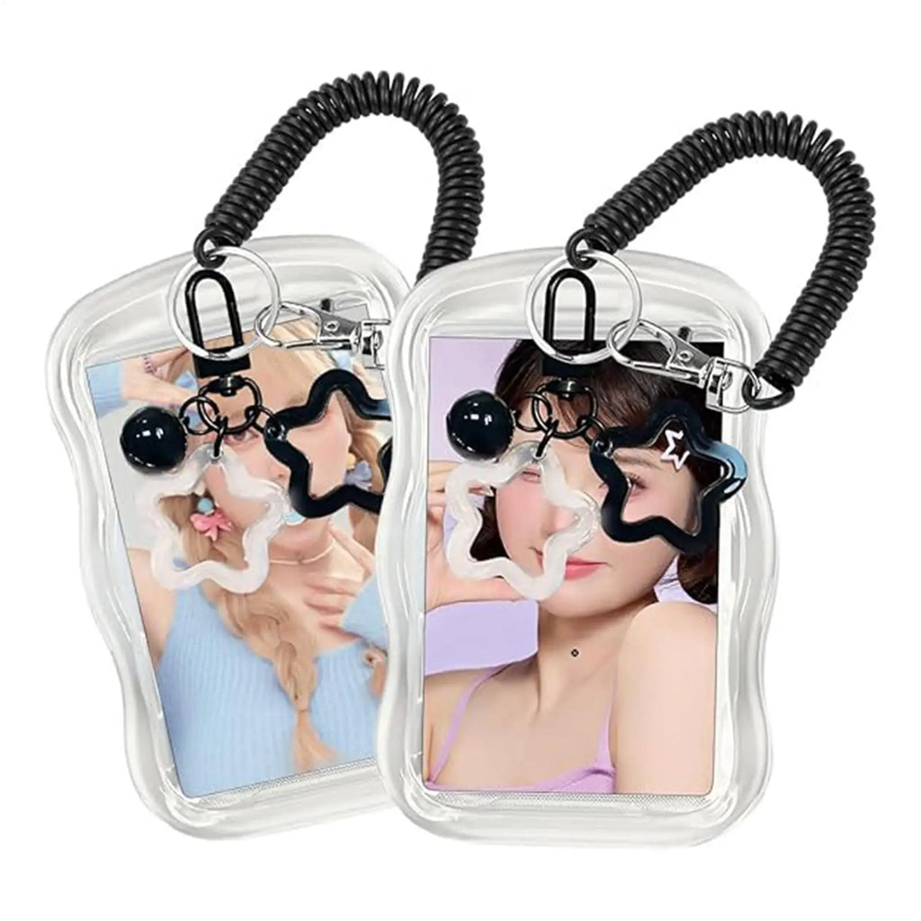 Transparent Photocard Holder Keychain | Star Bell Charm Photocard Holder Keychain PLUSH