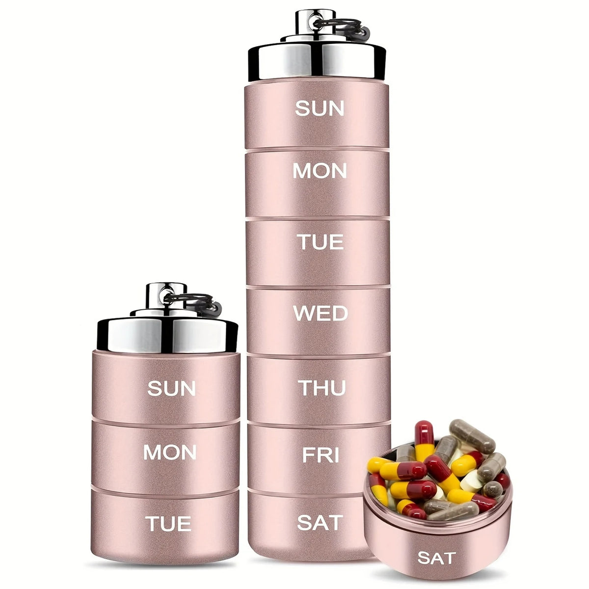 Metal Weekly Pill Organizer – Waterproof Travel Pill Case Pill Organizer PLUSH