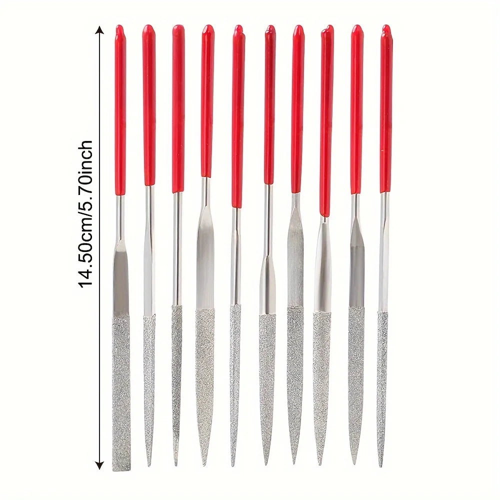 10Pcs Diamond Needle File Set – Jewelry Metal Wood Craft Tool Diamond Needle File Set PLUSH