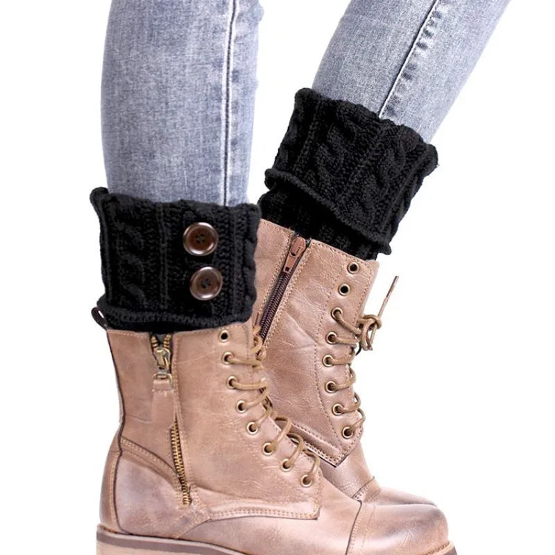 Cable Knit Button Ankle Leg Warmers – Women's Boot Toppers Ankle Leg Warmers PLUSH