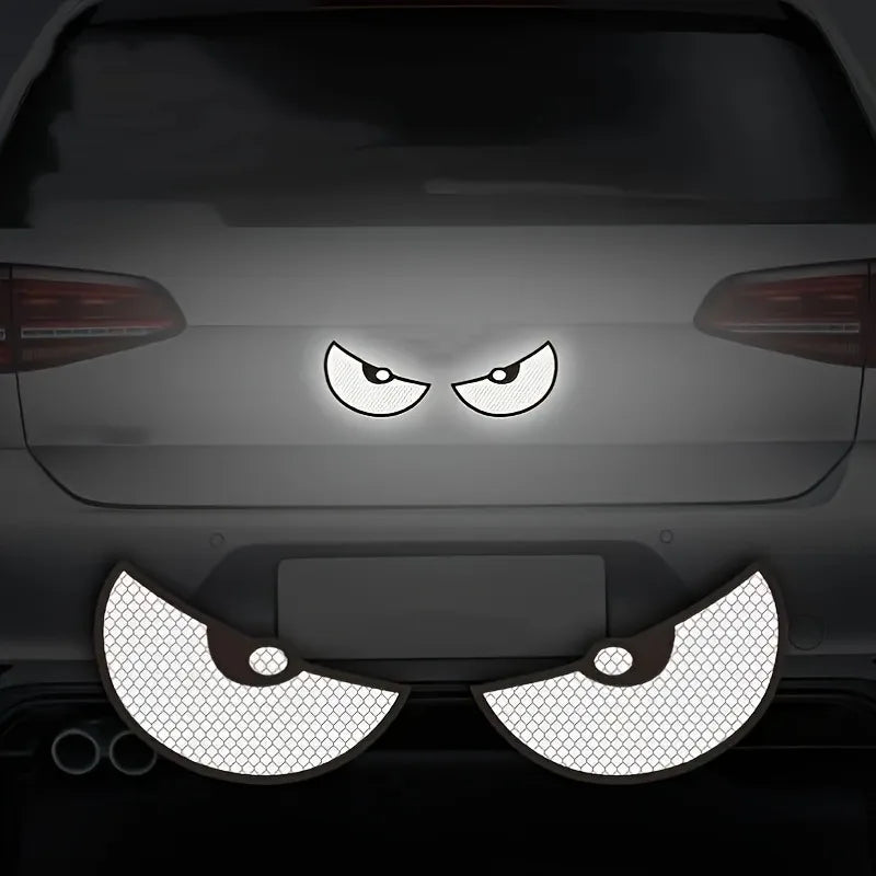 Demon Eye Reflective Stickers Car Motorcycle – 2pcs Safety Reflective Car Stickers PLUSH WHITE S Style1