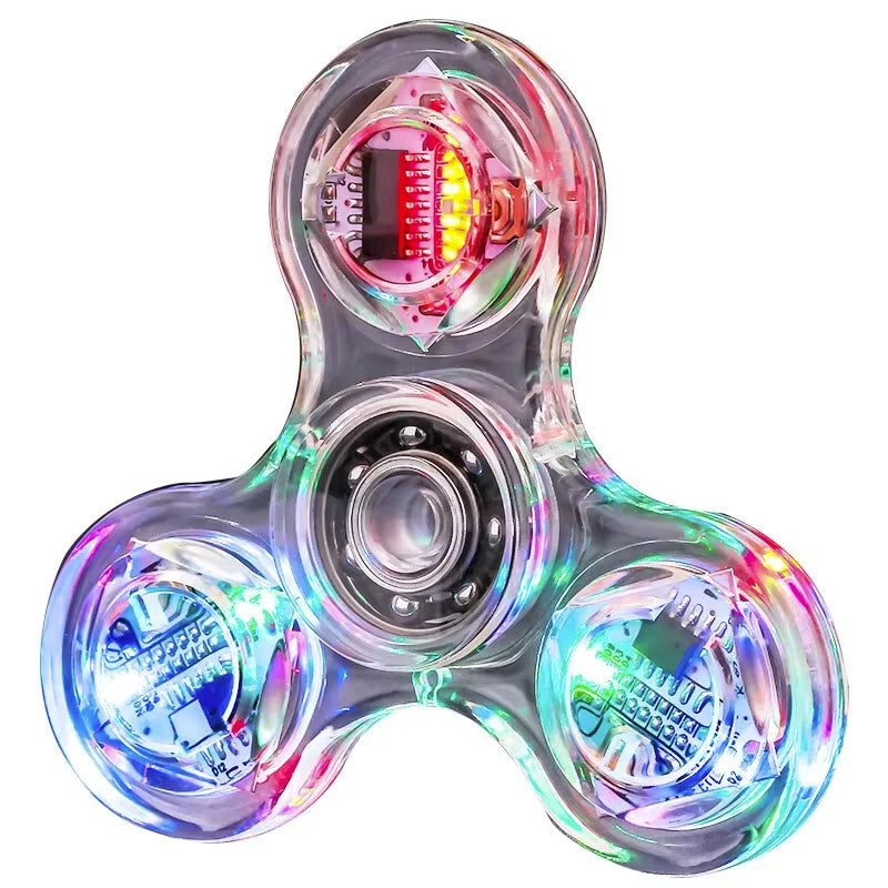 Glow in the Dark LED Fidget Spinner – Tri-Spinner Toy LED Fidget Spinner PLUSH LED gyroscope