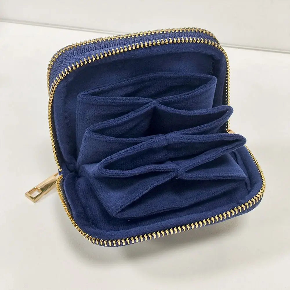 Blue Velvet Double-Layer Jewelry Storage Bag | Large Capacity Jewelry Storage Bag PLUSH