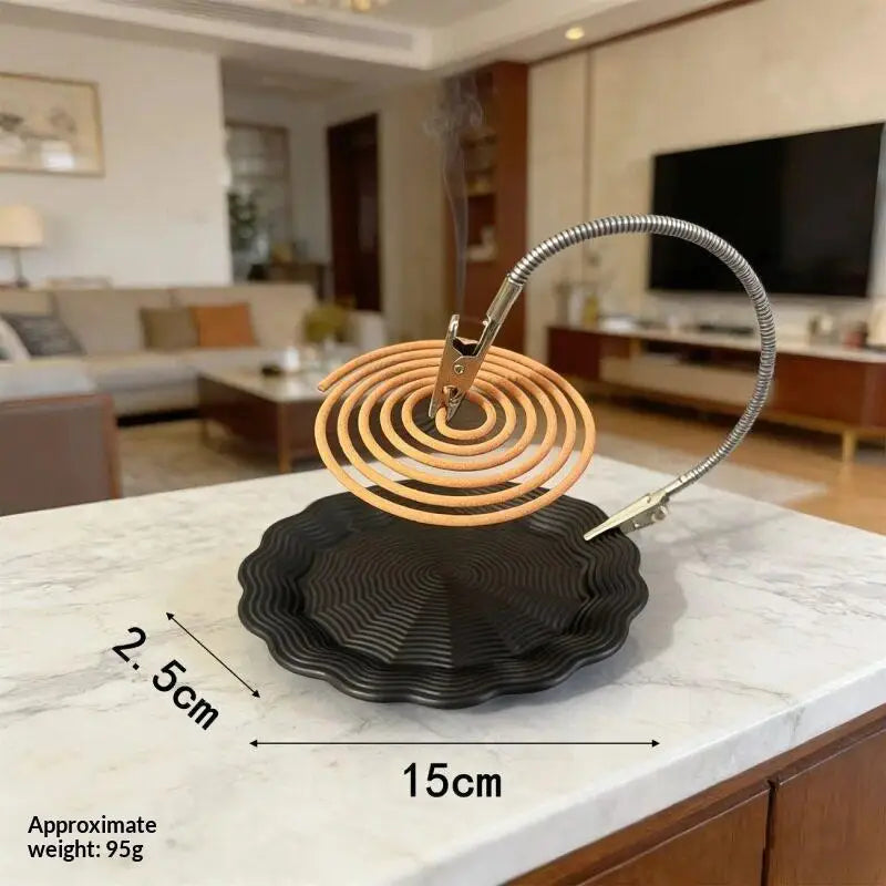 Portable Iron Mosquito Coil Holder with Detachable Clip Mosquito Coil Holder PLUSH Black