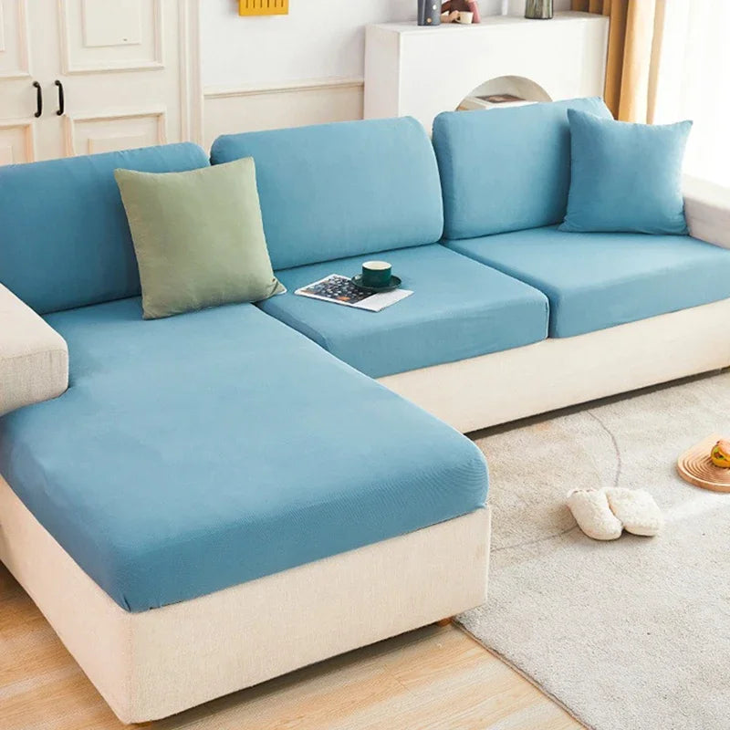 Ice Silk Stretch Sofa Cover – Washable Furniture Protector Sofa Cover PLUSH Blue S-65x65cm