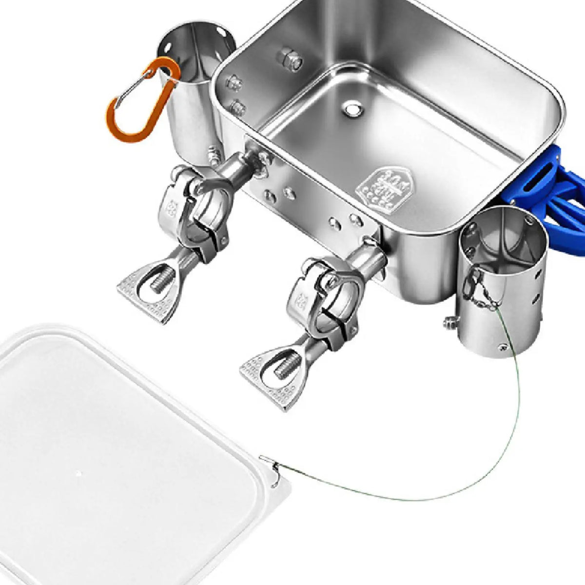 Stainless Steel Boat Fishing Bait Box – Waterproof Rail Mount Fishing Tackle Box PLUSH