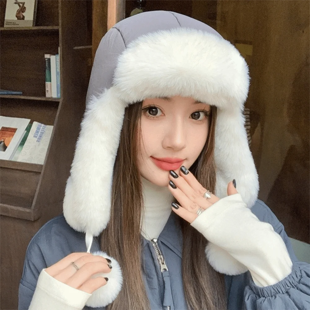 Windproof Winter Pilot Beanie Hat – Plush Cycling Cap Unisex Winter Beanie Hat PLUSH Grey