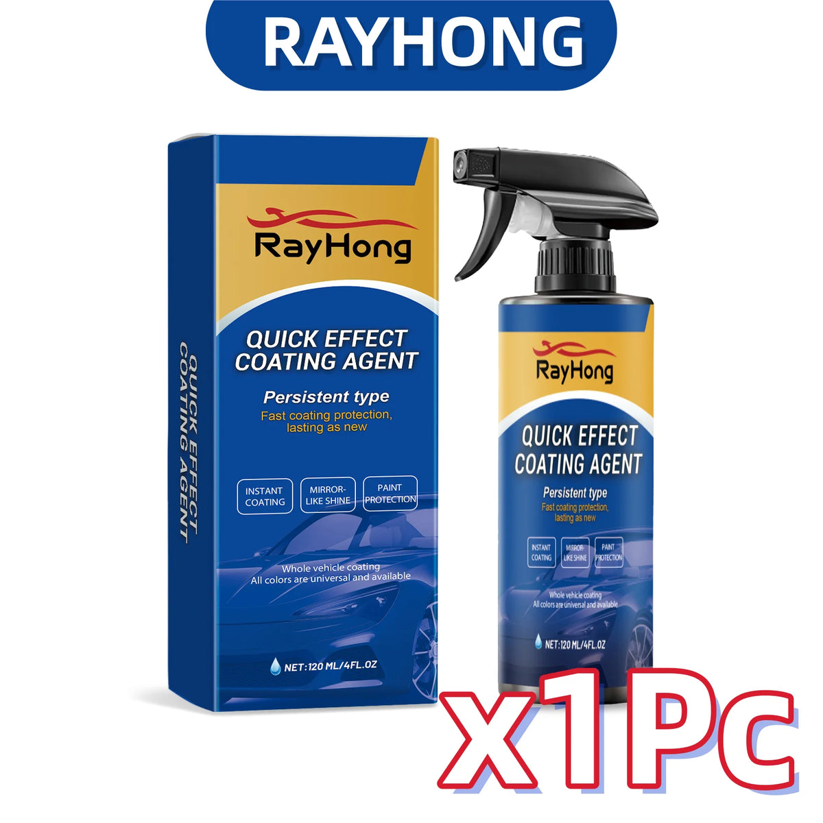 RayHong Nano Ceramic Coating Spray – Hydrophobic Car Polish Ceramic Coating Spray PLUSH 120ml Boxed x 1Pc