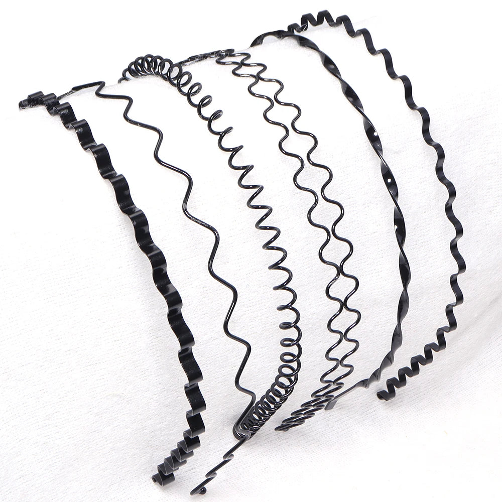 6-Pack Metal Wave Headbands – Unisex Sport & Face Wash Hair Hoops Hair Headbands PLUSH