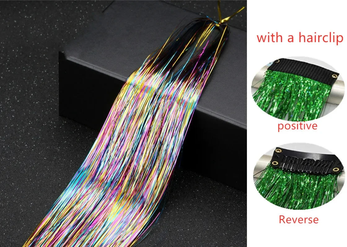Sparkle Hair Tinsel Extensions 100cm – Colorful Braiding Dazzles