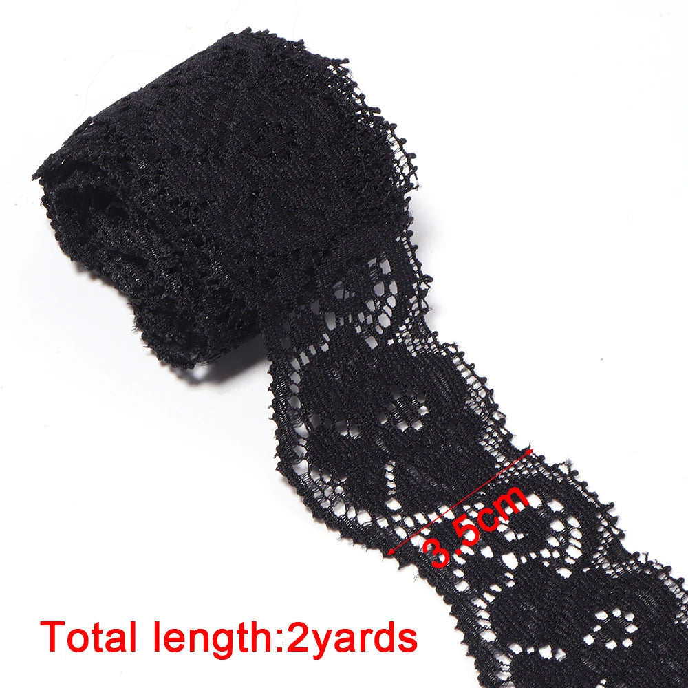 35mm Elastic Floral Lace Trim 2 Yards – DIY Sewing & Hairbands Elastic Lace Trim PLUSH