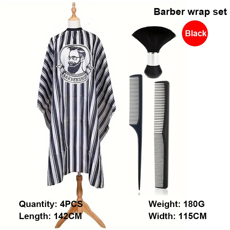 Salon Barber Cloak Set 4pcs/5pcs with Brush & Comb Barber Cloak Set PLUSH 4pcs set F