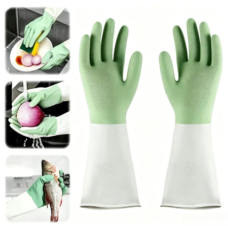 4-Pack PVC Waterproof Cleaning Gloves – Kitchen & Dishwashing Cleaning Gloves PLUSH