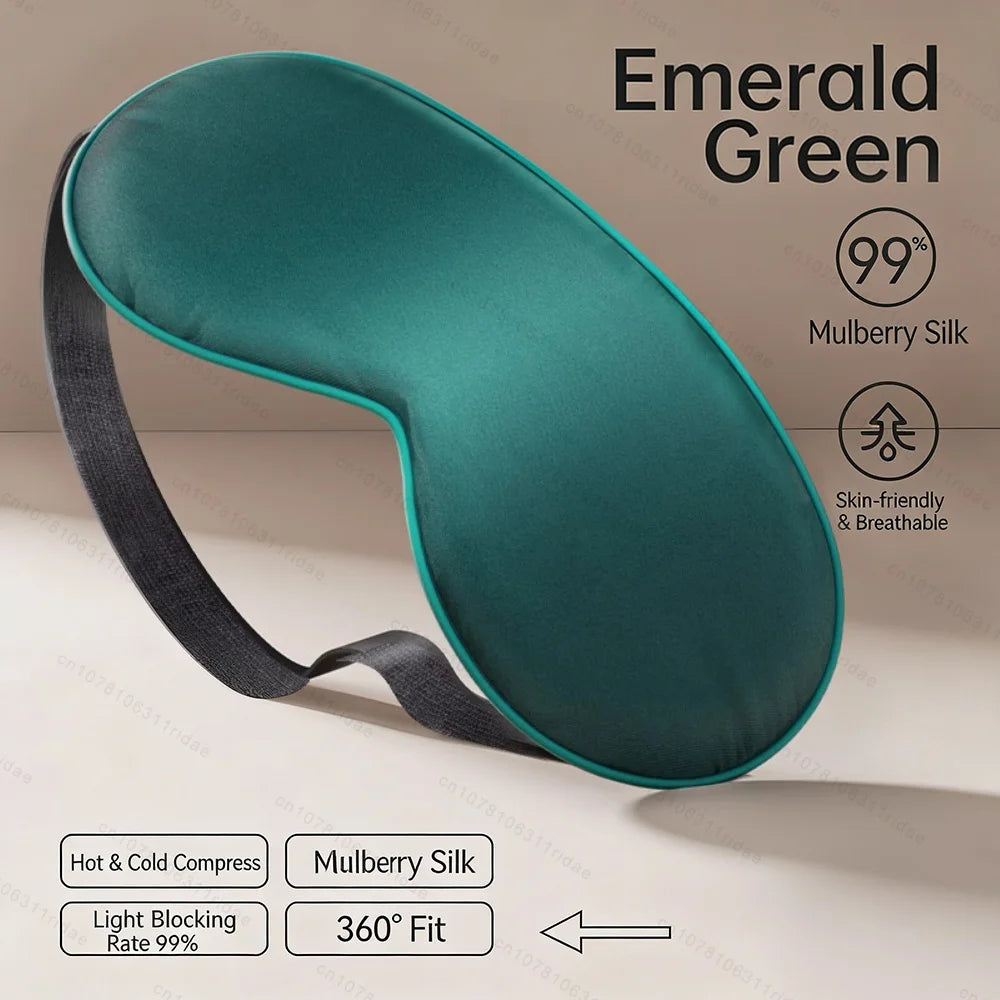 MERALL Mulberry Silk Sleep Eye Mask – 3D Blackout Eyeshade Silk Sleep Eye Mask PLUSH green