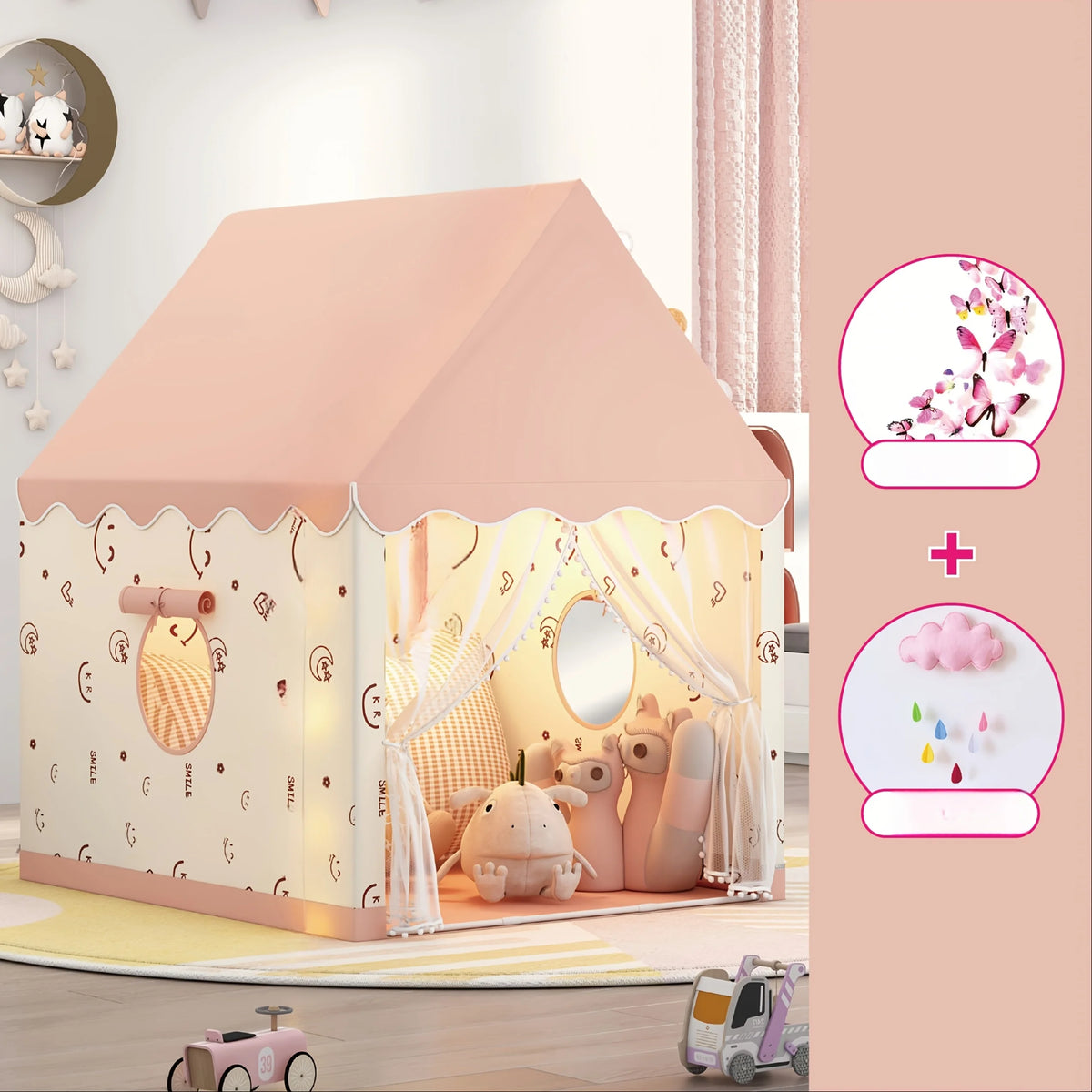 Princess Fairy Tale Kids Play Tent – Pink Cottage Style Kids Play Tent PLUSH Pink