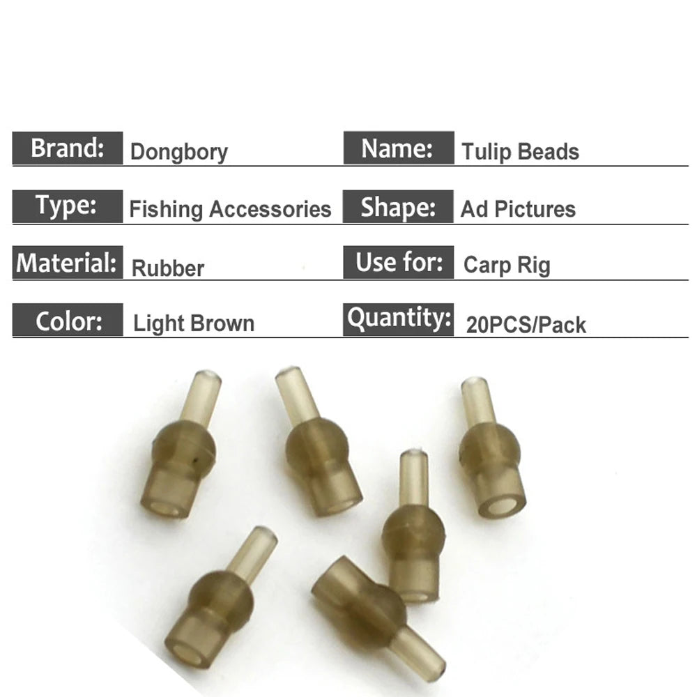 20pcs Rubber Tulip Beads – Carp Helicopter & Ledger Rig Fishing Fishing Rig Beads PLUSH