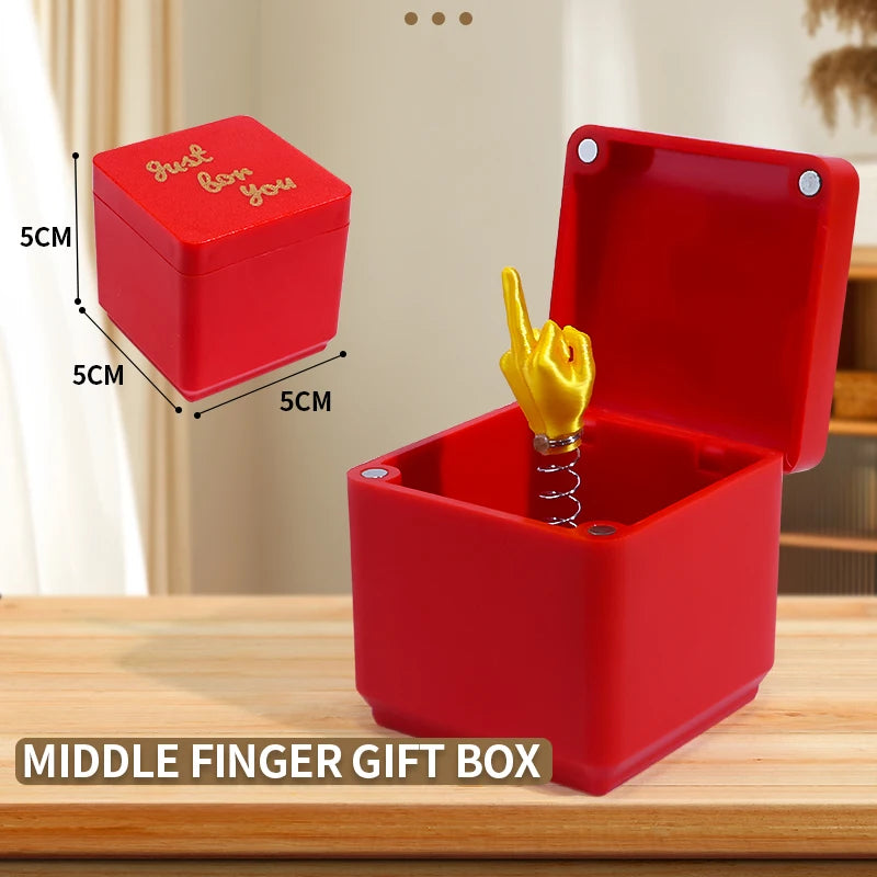 Middle Finger in a Box – Funny Prank Gag Gift & Desk Decor Novelty Gag Gift PLUSH Red 1Pcs