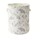 Large Fabric Laundry Basket – Cute Animal Drawstring Hamper Fabric Laundry Hamper PLUSH Pink Elephants 43x34cm