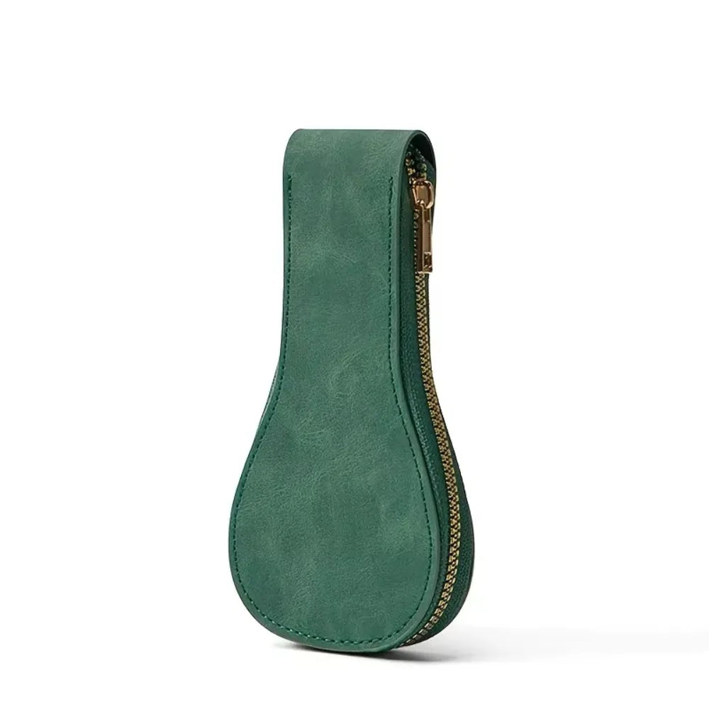 PU Leather Watch Pouch 1-Slot Zipper Travel Storage Organizer Watch Travel Pouch PLUSH Green