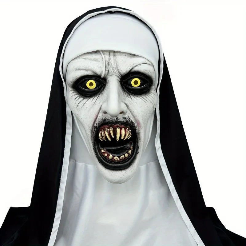 Frightening Nun Latex Mask – Halloween Horror Costume Halloween Costume Mask PLUSH