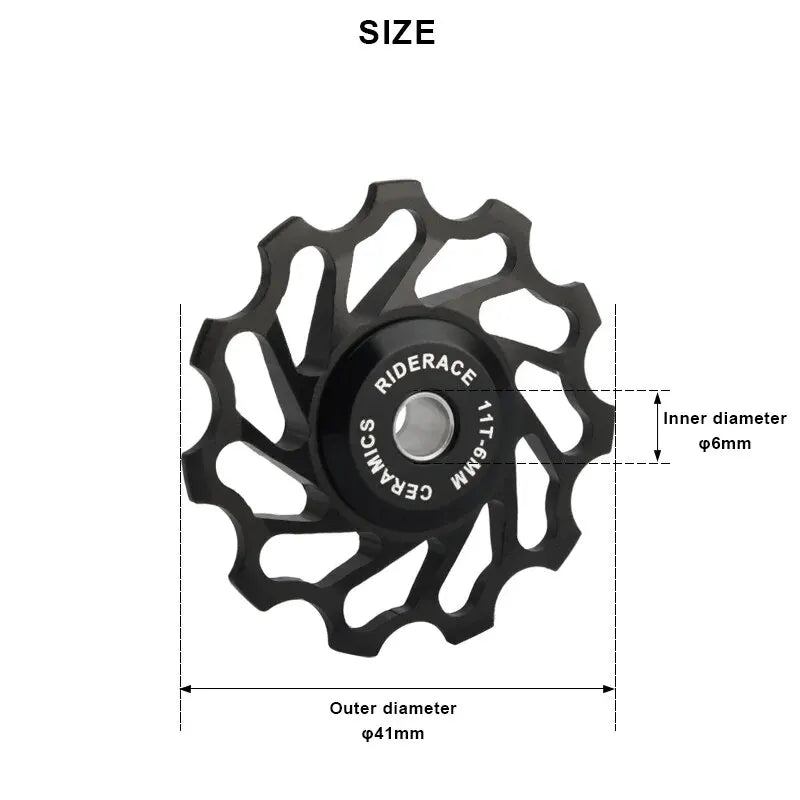 RIDERACE AL7075 Ceramic Rear Derailleur Pulley 11T – Road & MTB Derailleur Pulley Wheel PLUSH