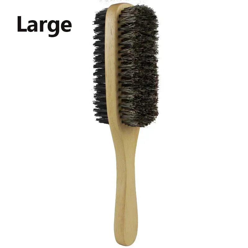 Men's Boar Bristle Beard & Hair Brush – Natural Wood S/M/L Beard & Hair Brush PLUSH L