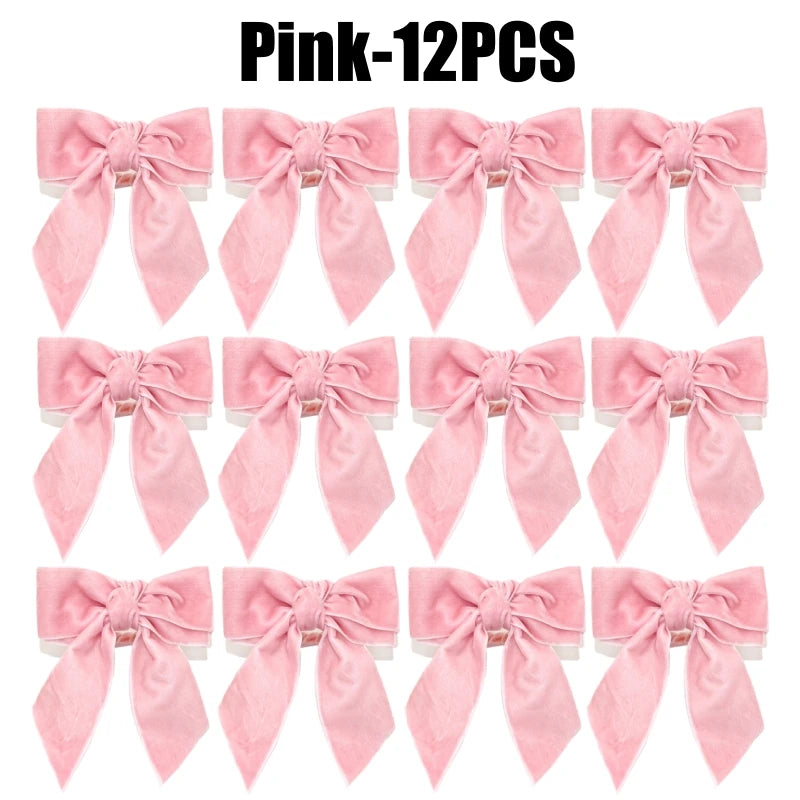 Velvet Bow Tie Napkin Rings – Wedding & Holiday Table Decor Napkin Rings PLUSH Pink-12PCS