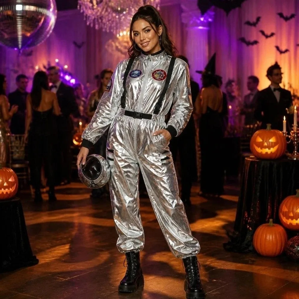 Halloween Astronaut Costume Jumpsuit | Adult Spaceman Suit S–2XL Halloween Costume PLUSH