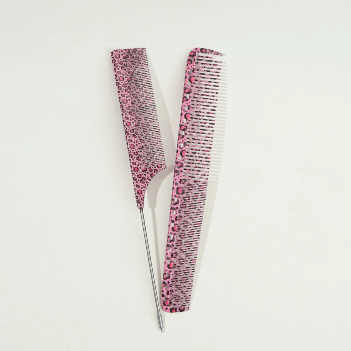 Leopard Pattern Hair Combs Set – Tail & Smooth Comb, All Hair Hair Comb Set PLUSH