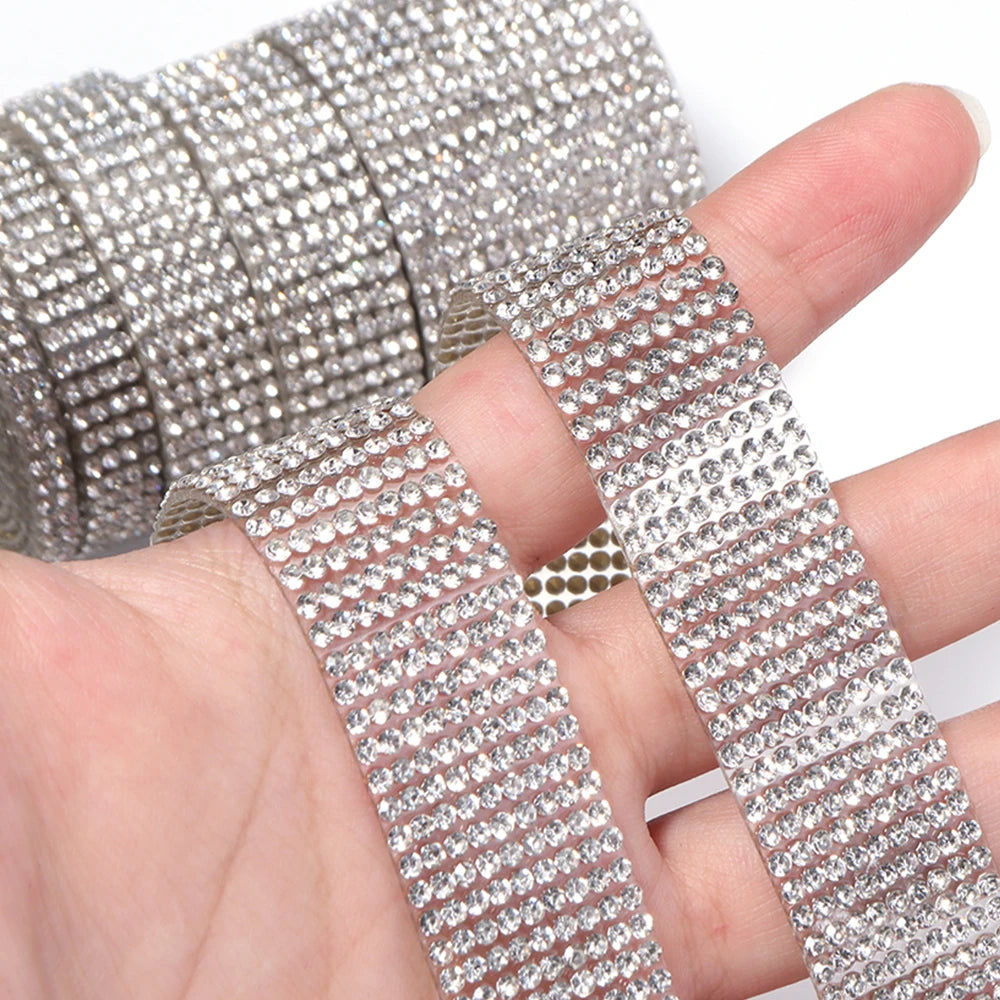 Self-Adhesive Rhinestone Trim Band Crystal Strip Tape | DIY Rhinestone Trim Tape PLUSH